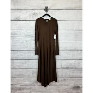 Du Paradis Women's Brown Long Sleeve Asymmetrical Hem Slinky Dress Size Medium